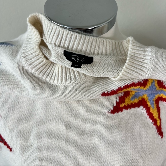 Rails Perci Sweater XS Cream Star Print Cotton Cashmere Blend Knit Womens - Picture 9 of 10